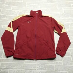 Nike Storm Fit Jacket Womens S/M Red Gold Full Zip Windbreaker Mesh Lined